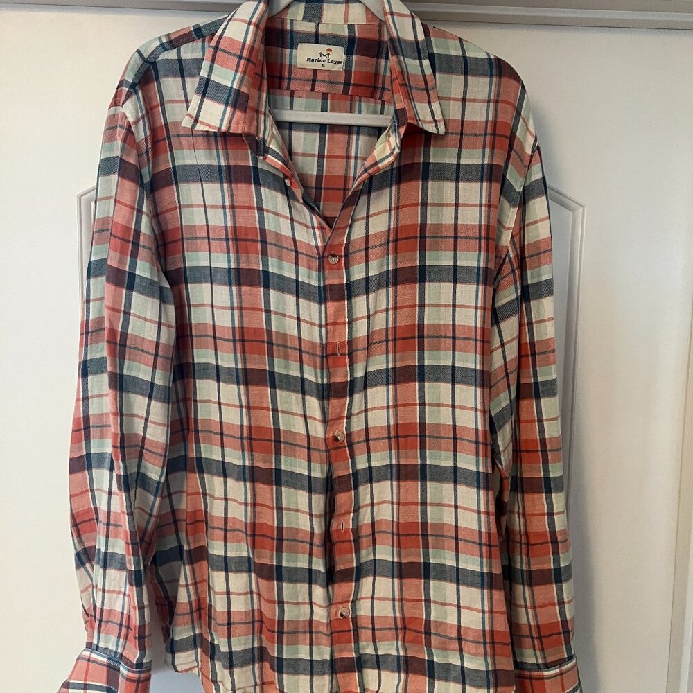 Marine Layer Button Down - Red/White/Blue Checkered - XL